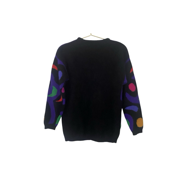 Rafaella Vintage 80s Angora Rabit & Lamb Wool Sweater M Abstract Colorful Artsy - Picture 2 of 9